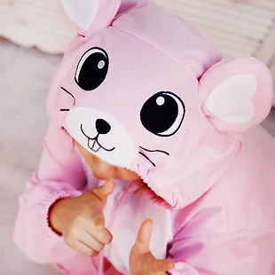 Cute Animal BluePink Mouse Adult Unisex Cosplay Pajamas for Women Female Male Men All In One Onesie Party Halloween Costumes