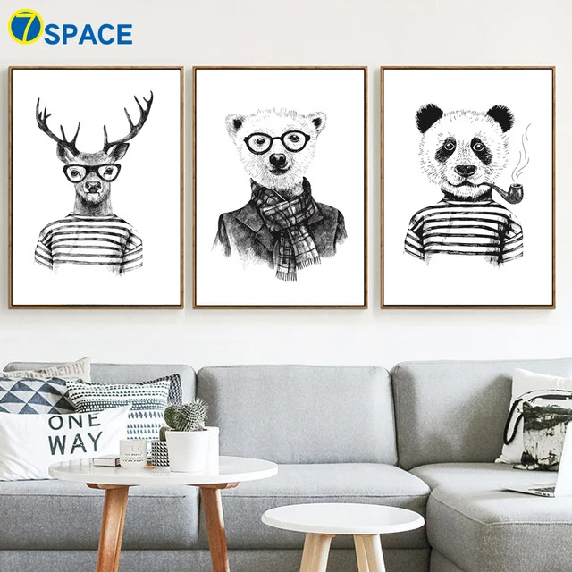 Aliexpress Deer Panda Bear Wall Art Canvas Painting Nordic Deer Panda Bear Wall Art Canvas Painting Nordic Posters And Prints Black White Animals Pictures