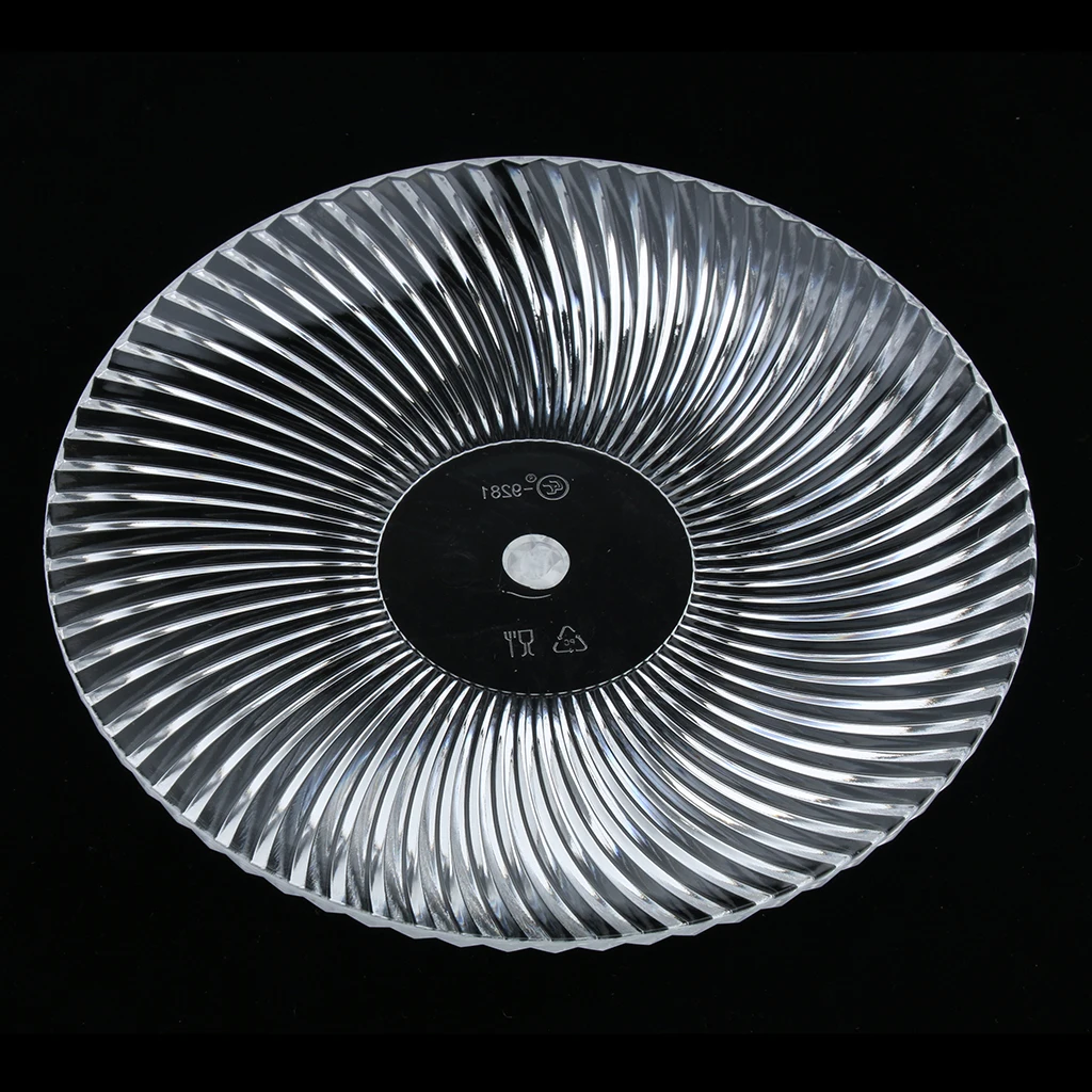 Round Clear Dish Plate Food Serving Tray Flat Fruit Platter, Made of high quality acrylic plastic, easy to clean