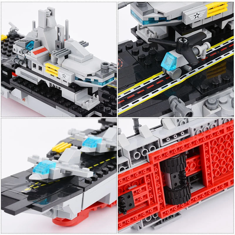 659PCS 8 In 1 Aircraft Carri Building Blocks Bricks Toys Legoings Models Military Ship DIY Model Building Blocks Kits Boys Toys