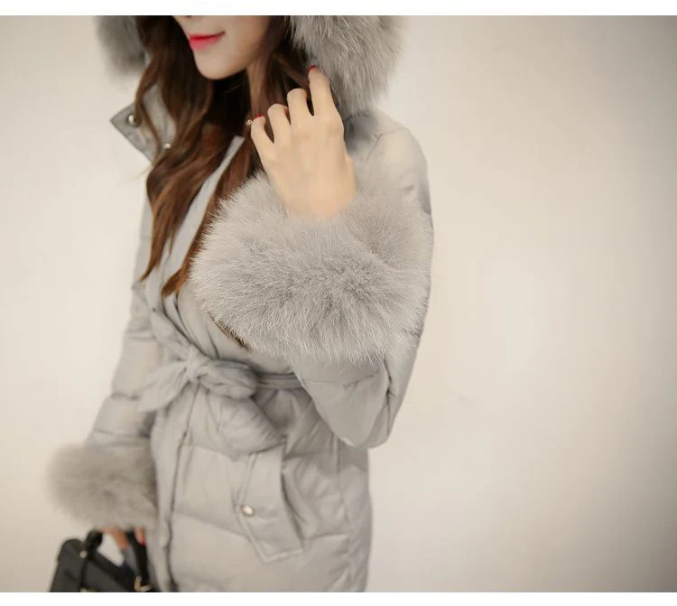 S-4XL, женский пуховик, зимнее пальто, меховой капюшон, натуральный мех лисы, съемный капюшон, воротник, парки, подарок