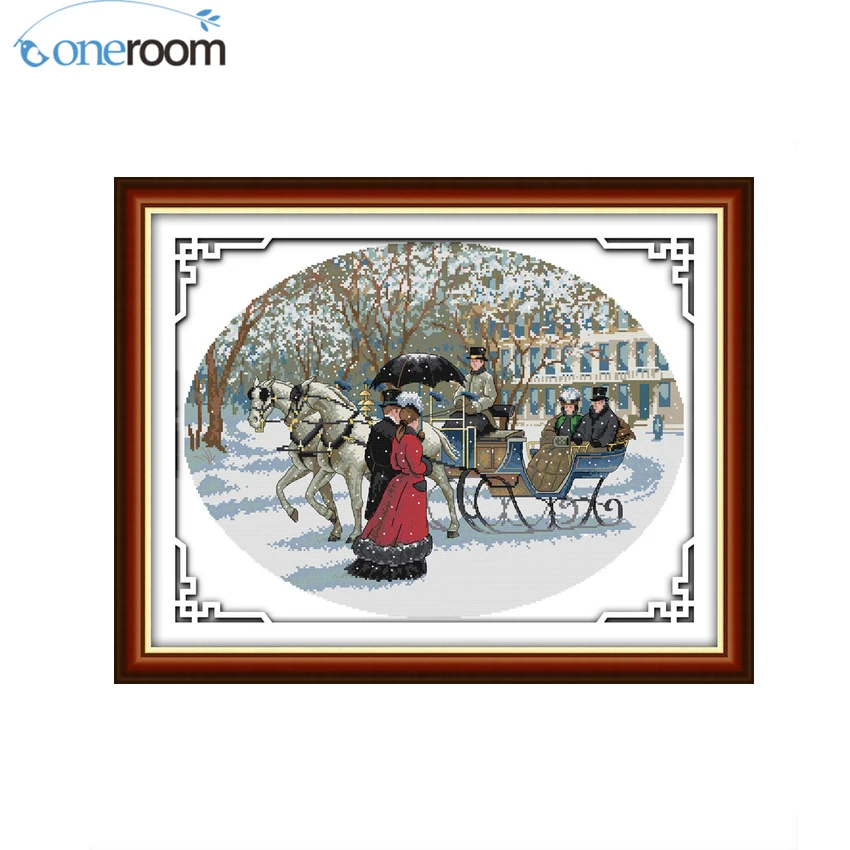 

Snowy Day Counted Cross Stitch 11CT 14CT Cross Stitch Sets Wholesale Chinese Cross-stitch Kits Embroidery Needlework