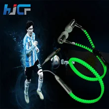 2016 New Popular Zipper Metal Luminous Earphone with Mic Sport Earphones Stereo Sound Comfortable To Wear