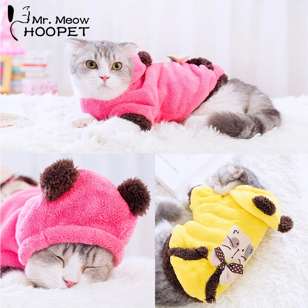 Hoopet Cat Clothes Pets Comfortable Mascots Soft Hoodie Chihuahua Warm Cute Dog Coat Clothes for Cats Animals