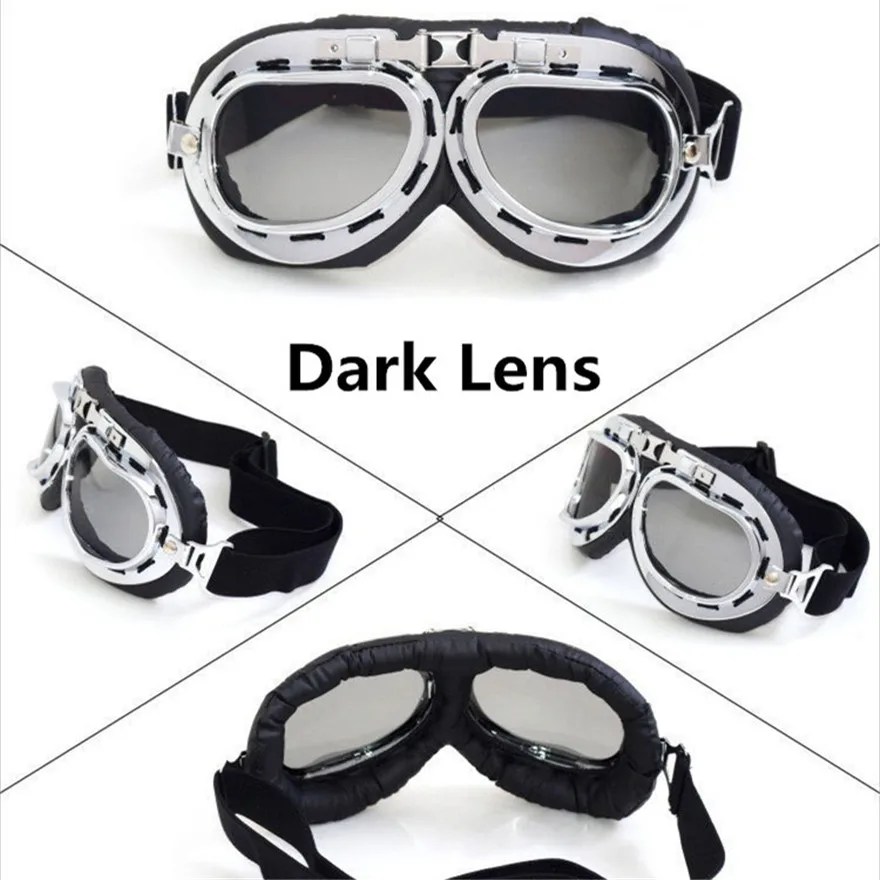 

Hot Sell Vintage Harley Style Motorcycle Helmet Goggles Scooter Glasses Aviator Pilot Cruiser Steampunk 5 Colors