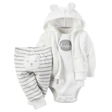 3PCS/6-24Months/Spring Autumn Newborn Baby Boys Girls Clothes Soft Velvety Cute Jacket+Pants+Bodysuit Infant Clothing Set BC1102