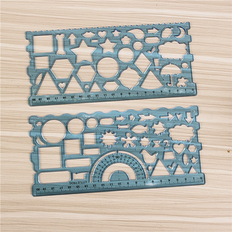 2PCS/lot Thick plastic DIY drawing ruler Mood diary picture template ruler Graphic design for stationery for office and school
