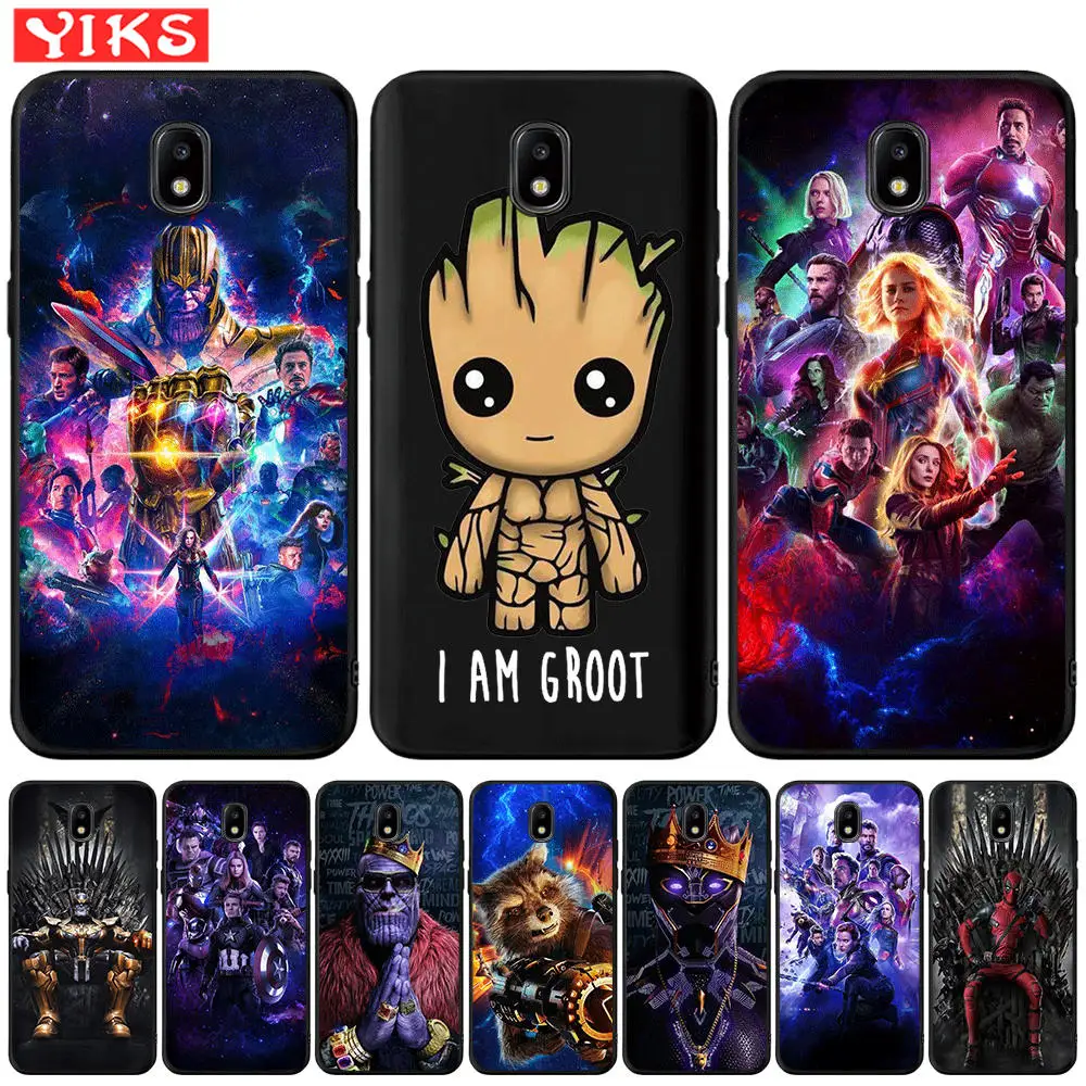 

Cute Groot Marvel Avengers Hero Case For Samsung Galaxy J3 J5 J7 2016 2017 J2 Prime G530 j4 J6 Plus 2018 J530F Black TPU Cover