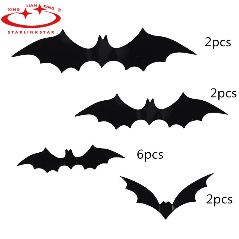 12Pcs/Pack 2019 Halloween Decoration DIY PVC Black Bat Wall Sticker Atmosphere All Saints' Day Decorative Supplies