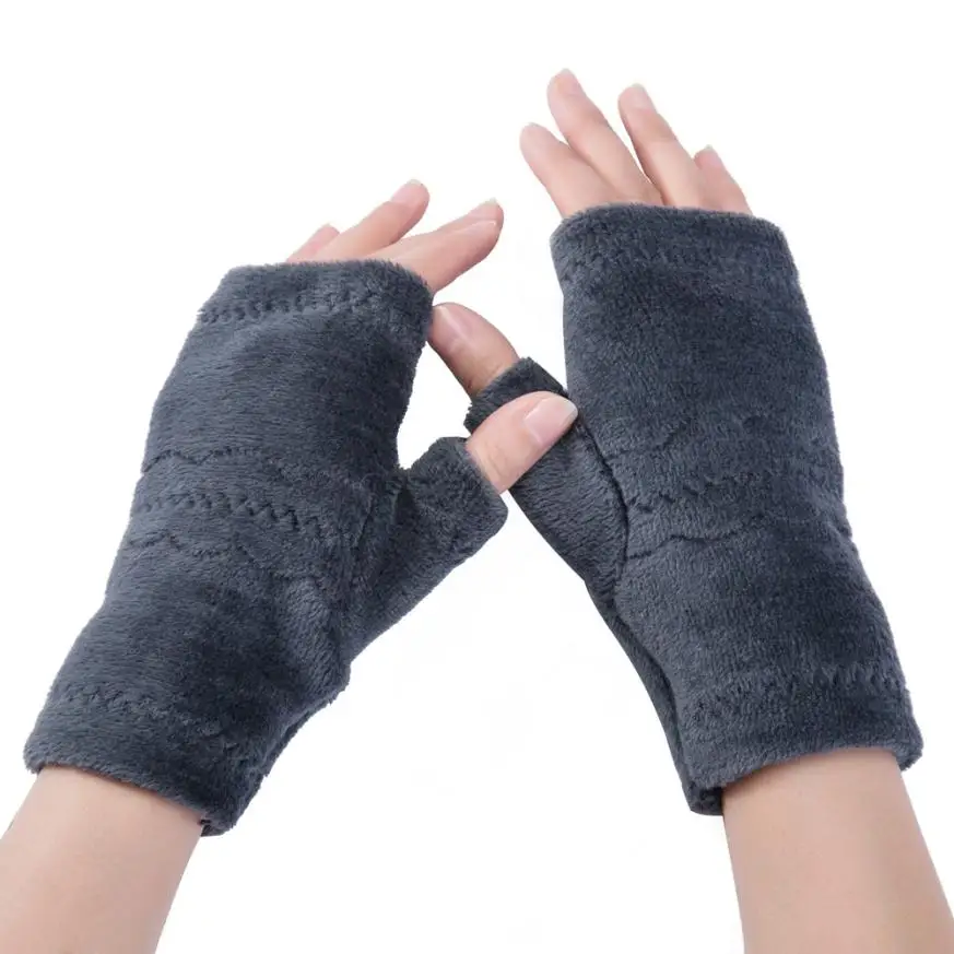 Feitong перчатки без пальцев для женщин зимние теплые плюшевые перчатки для запястья рук# A25