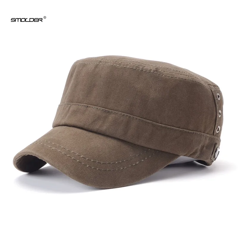 [Тлеть] Новое поступление Мода Для Мужчин's Кепки хлопок Flat Top Hat установлены Повседневное в стиле милитари Кепки Для женщин Snapback шляпа