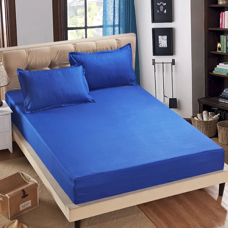  1pc 100%Polyester Fitted Sheet Mattress Cover Solid Color Bedding Linens Bed Sheets With Elastic Ba
