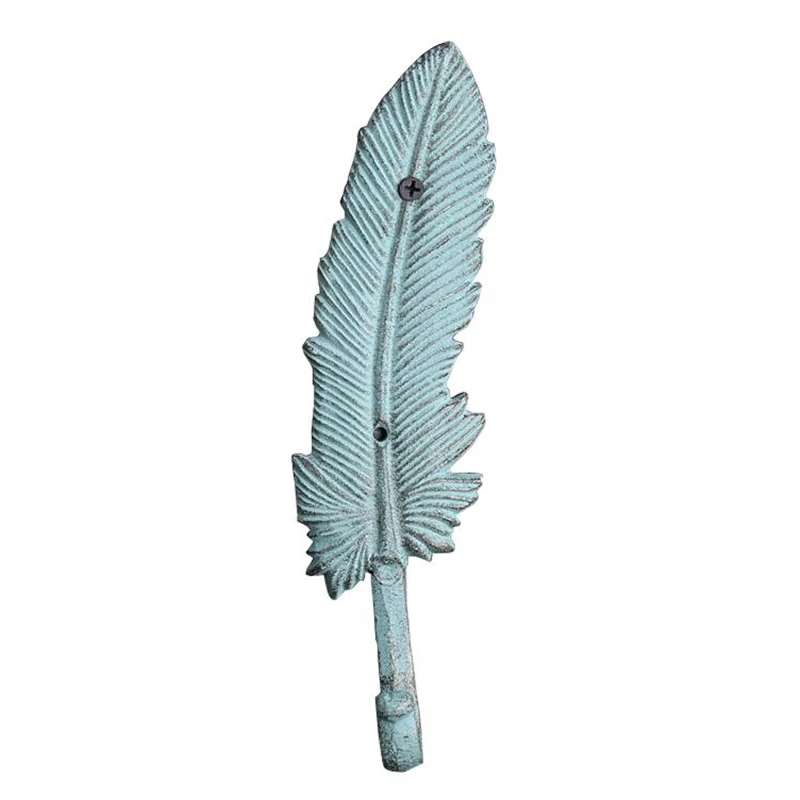 

Nordic Vintage Feather Decorative Hooks Wall Key Hanger Creative Iron Craft Key Holder Wall Decoration Home Storage Organization