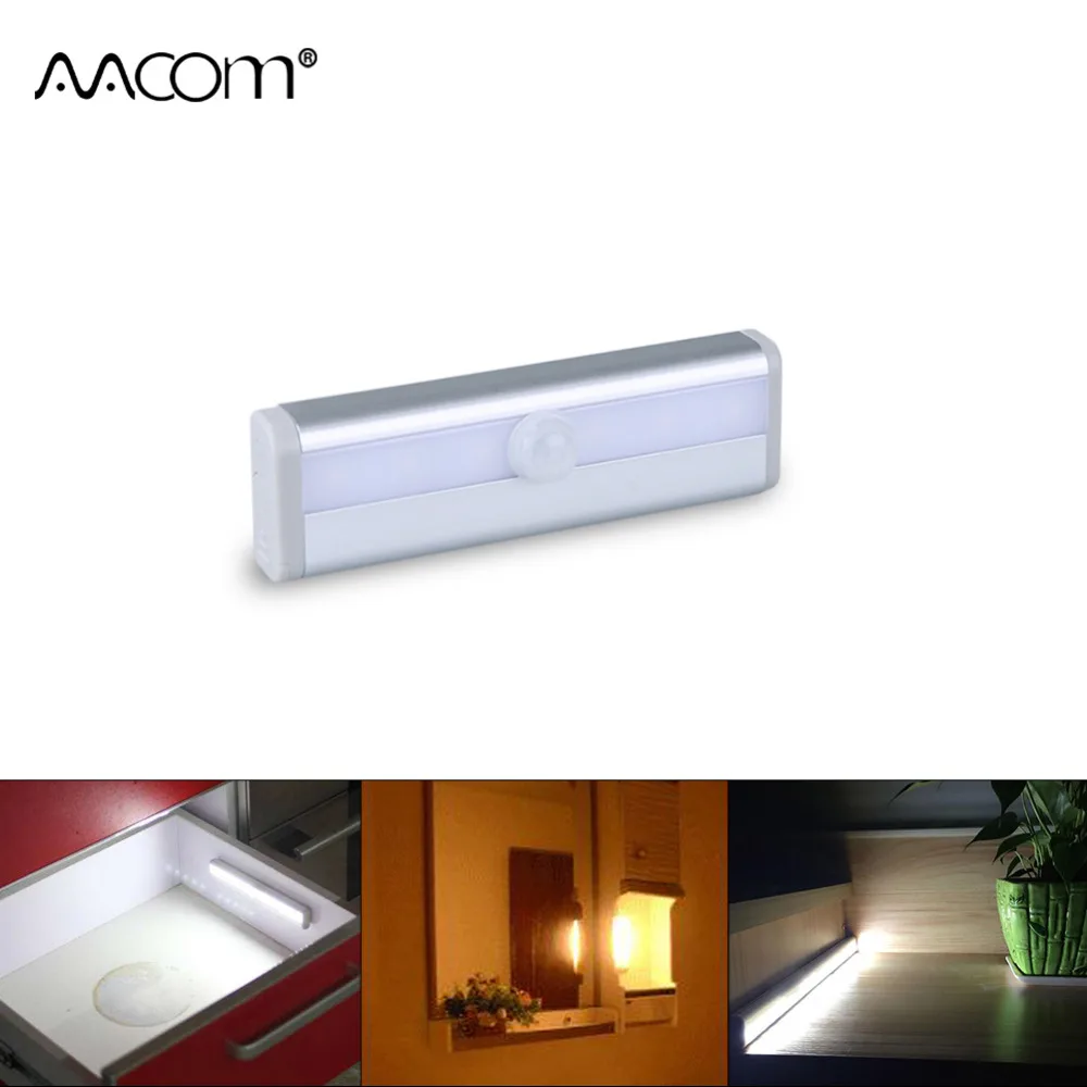 

PIR Motion Sensor LED Under Cabinet Light 6 LEDs Human Motion Activated On Off LED Wall Lamp Stairs Kitchen Wardrobe lighting