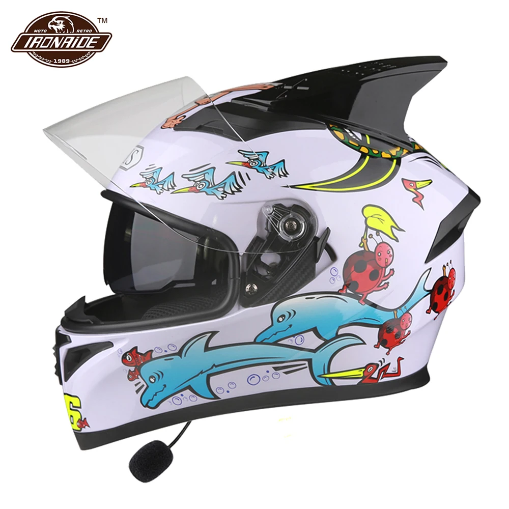 

Motorcycle Helmet Flip Up Motobike Helmet With Inner Bluetooth Earphone Double Lens Full Face Helmets Motobike Capacete Casco
