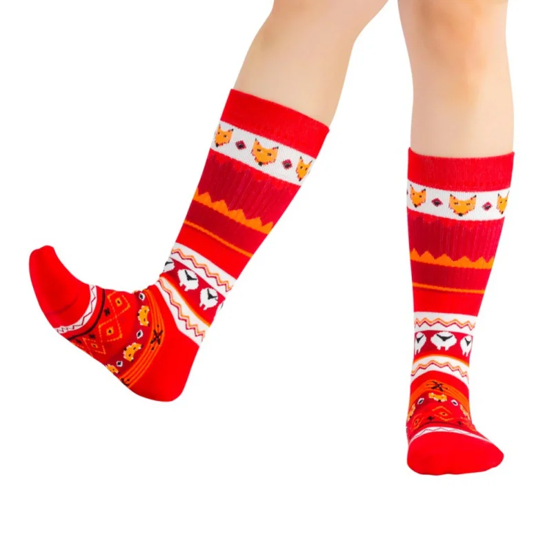 Рождественские носки для женщин и мужчин с мультяшным принтом эластичные волокна анти-пот дышащие праздничные чулочно-носочные изделия для катания на лыжах носки для бега