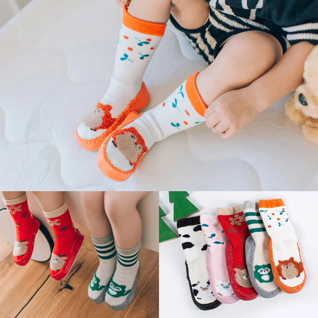 Newborn Baby Boys Girls  Floor Socks Anti-Slip Baby Step Socks Winter Baby Warm Socks Leg Warmers Skarpetki #YL