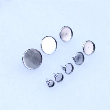 

Fit 6mm 8mm 10mm 12mm 14mm 16mm 18mm 20mm Cabochons Stainless Steel Earring Round Blank Setting Bezel Base For DIY Gift 20pcs