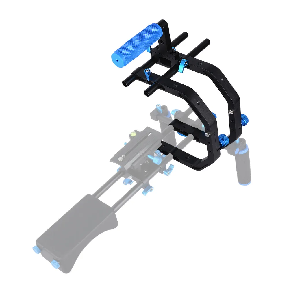Double C-Shaped Support Shoulder Cage For 1/4'' Screw 15mm rod with Top Handle DSLR Rig Rail System for Camcorder