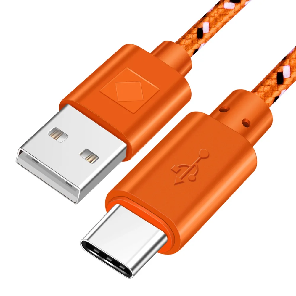 Олаф нейлоновый Плетеный usb type C кабель 1 м 2 м 3 м Синхронизация данных Быстрая зарядка USB C кабель для samsung S9 S10 Xiaomi mi9 mi8 huawei type-c - Цвет: Orange