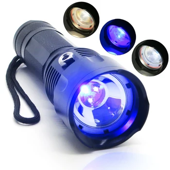 

High Power 3 in 1 800Lumen LED Flashlight with Cold /Warm White /UV LED Light for Outdoor Household for Camping Hiking Fishing