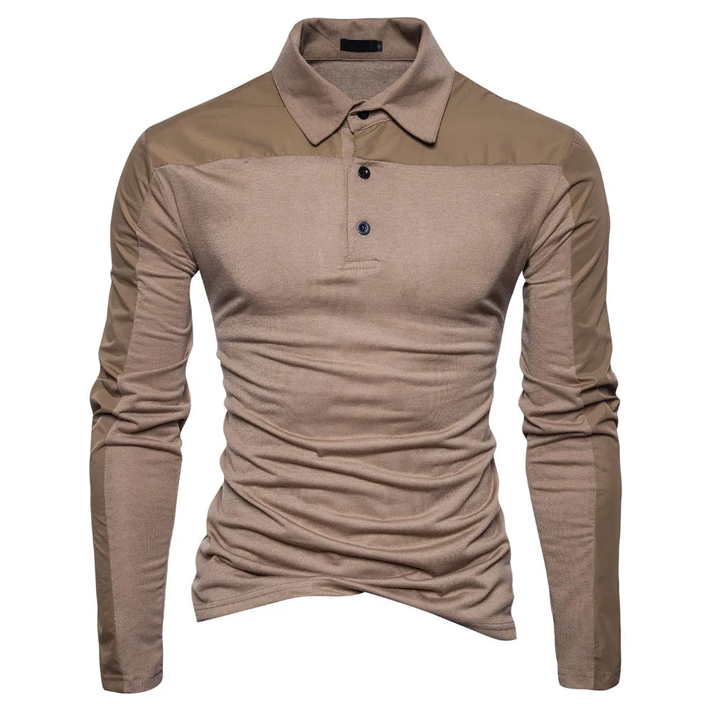 

MRMT 2019 Brand New Autumn and Winter Men's Leisure T-shirt Long Sleeve Shirts T-shirt for Male Lapel Stitching Tops Tshirt