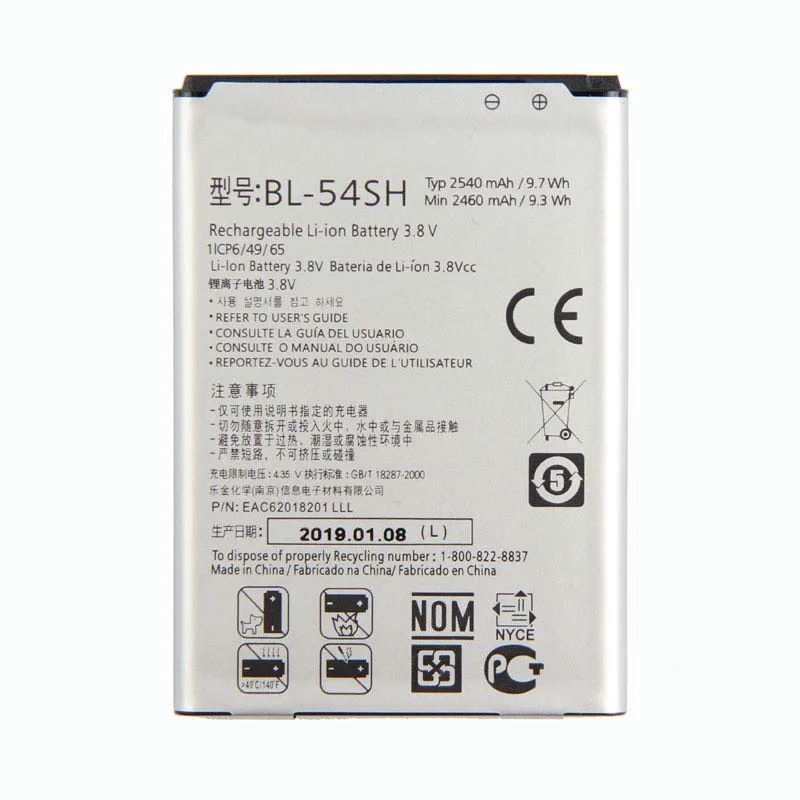 

Original High Capacity BL-54SH Battery for LG G3mini Optimus LTE III 3 F7 F260 L90 D415 US780 G870 US870 LS751 P698 2540mAh