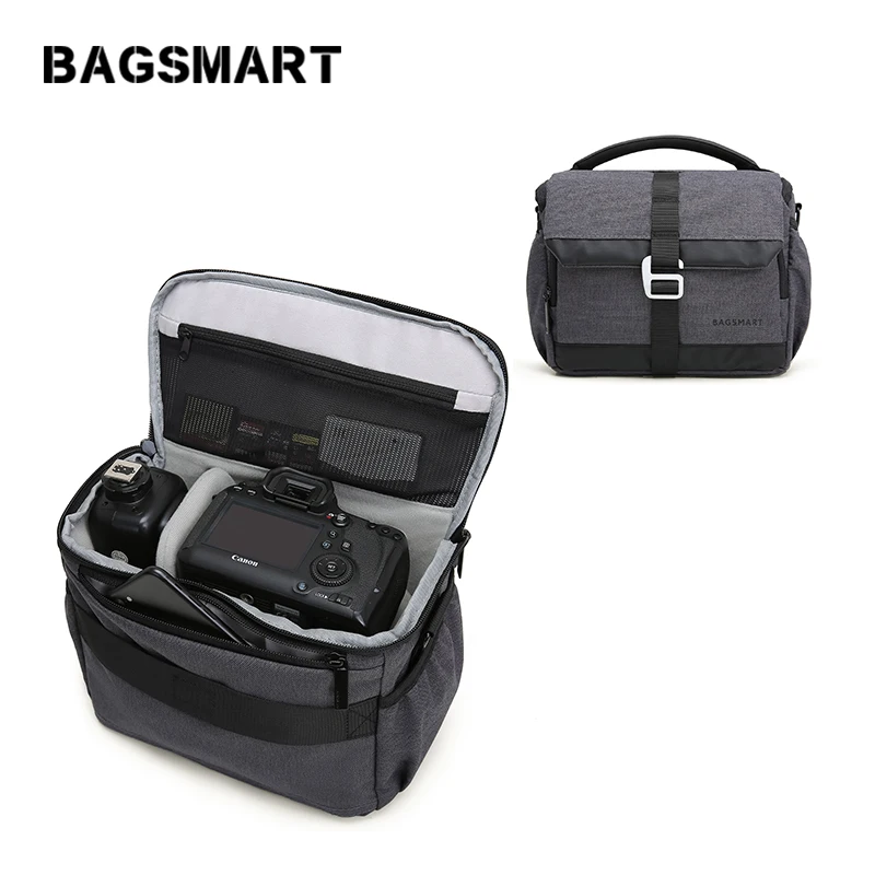 BAGSMART DSLR/SLR Camera Shoulder Bag Waterproof Polyester Camera Case For Canon Nikon Sony Lens Pouch Bag with Rain Cover