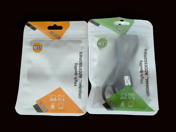 

10.5*15cm white Plastic zipper Retail package bag poly pp cell phone Accessories USB CABLE hang hole packaging bag