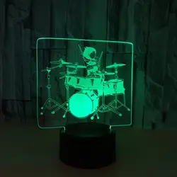 Трогательная многоцветная постепенная Иллюзия 3d лампа Jazz Drum настольные лампы для гостиной дистанционный сенсорный выключатель 7 цветов
