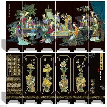 

Chinese Boutique collection Lacquer ware painting beauty folding screen- Unique Romance