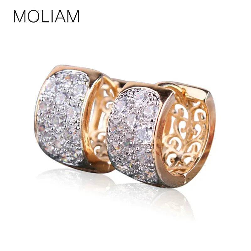 Женские серьги обруча MOLIAM модные из белого кристалла с фианитом 2016|hoop earrings for
