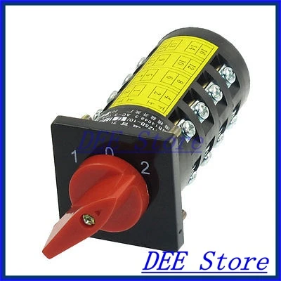 

AC 380V 3KW Ui 380V Ith 10A 3 Position Rotary Cam Changeover Switch