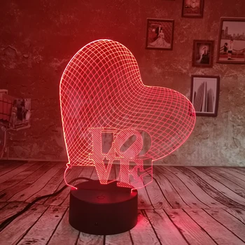 

Dropship Creative Romantic Gift Love Light USB 3D Night Light 7 Color Gradient LED Table Lamp Birthday XmasValentine's Day Gifts