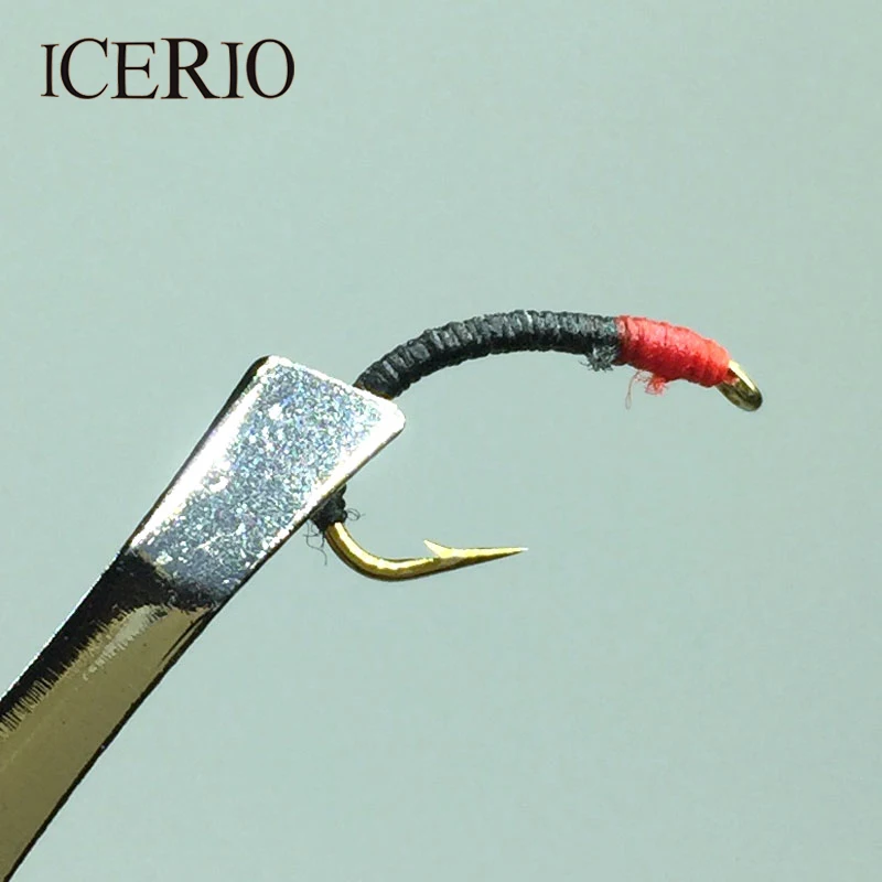 

ICERIO 10PCS #14 Black Body larva Fly Nymphs Trout Fly Fishing Lures