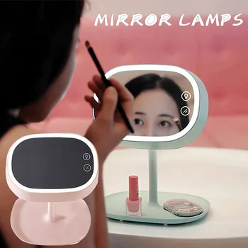 

Makeup Mirror Make-up Mirror Table Lamp Mirror Table Lamp Rechargeable LED Bedside Makeup Vanity Mirror USB Cable Dropshipping