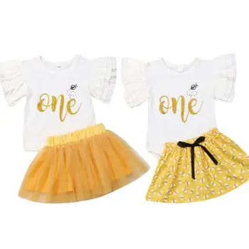 

USFashion Sweet Newborn Baby Girl Romper Shirt Top+Honeybee Skirt Clothes Outfit