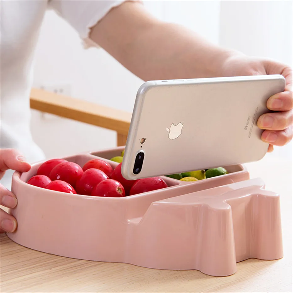 Plastic Storage Box Snacks Nuts Storage Box Garbage Holder Plate Dish Organizer Multifunctional Dry Fruit Container3