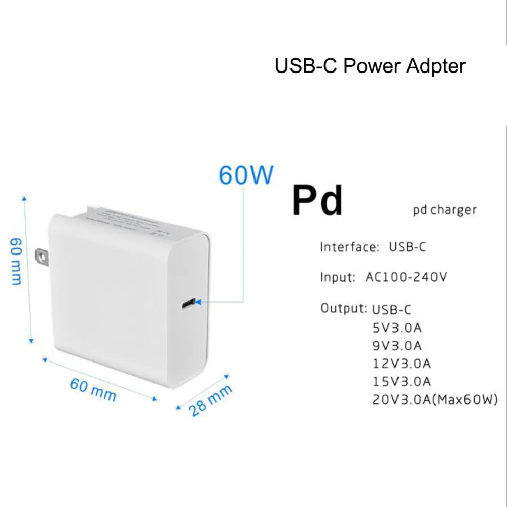 60 Вт PD type C USB быстрое зарядное устройство для MacBook Pro samsung Galaxy Note 9/S9 ноутбук адаптер питания быстрая зарядка 3,0 зарядное устройство для путешествий