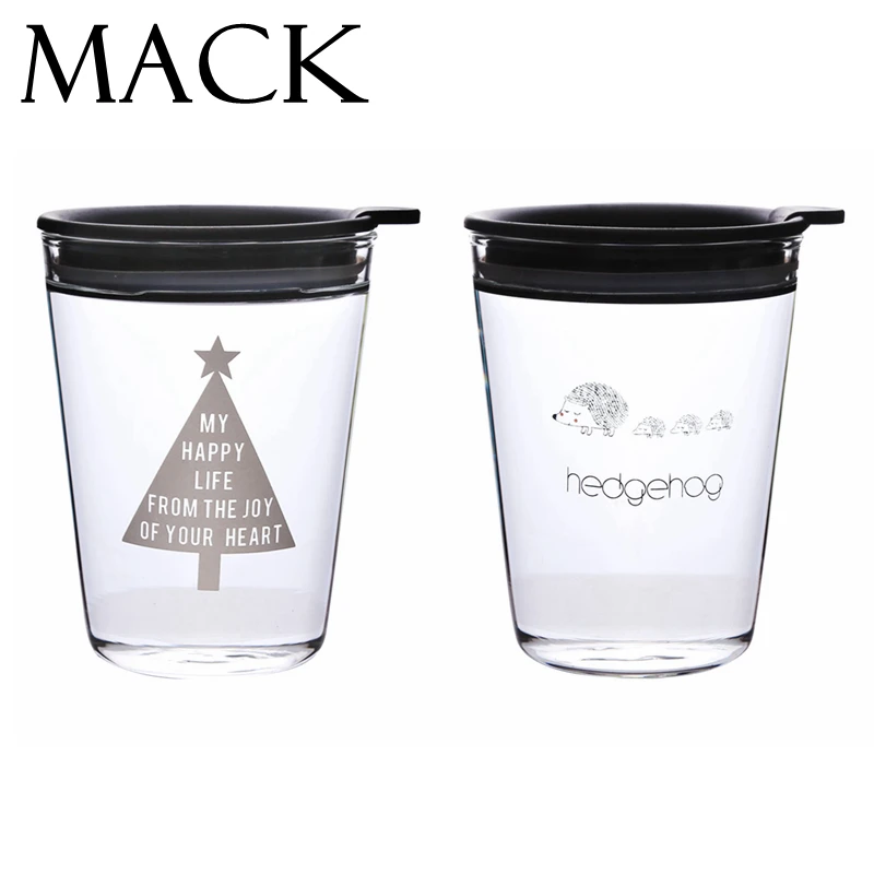 MACK Good Morning Glass Mug HBG Breakfast Tumbler With Plastic Lid Salad Oatmeal Mugs MCG042