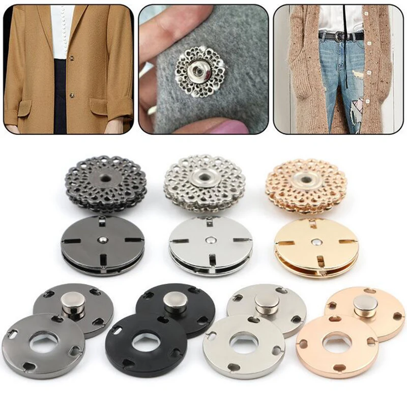 

Quality Metal Snap Button Clasp buttons Hollow flowe Sewing Clothingr Invisible Coat Buttons buckle 100 pcs/lot