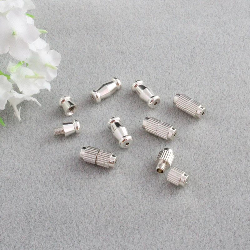 2PC Sterling Silver Screw Clasps, 925 Silver Barrel Screw Clasp,Barrel