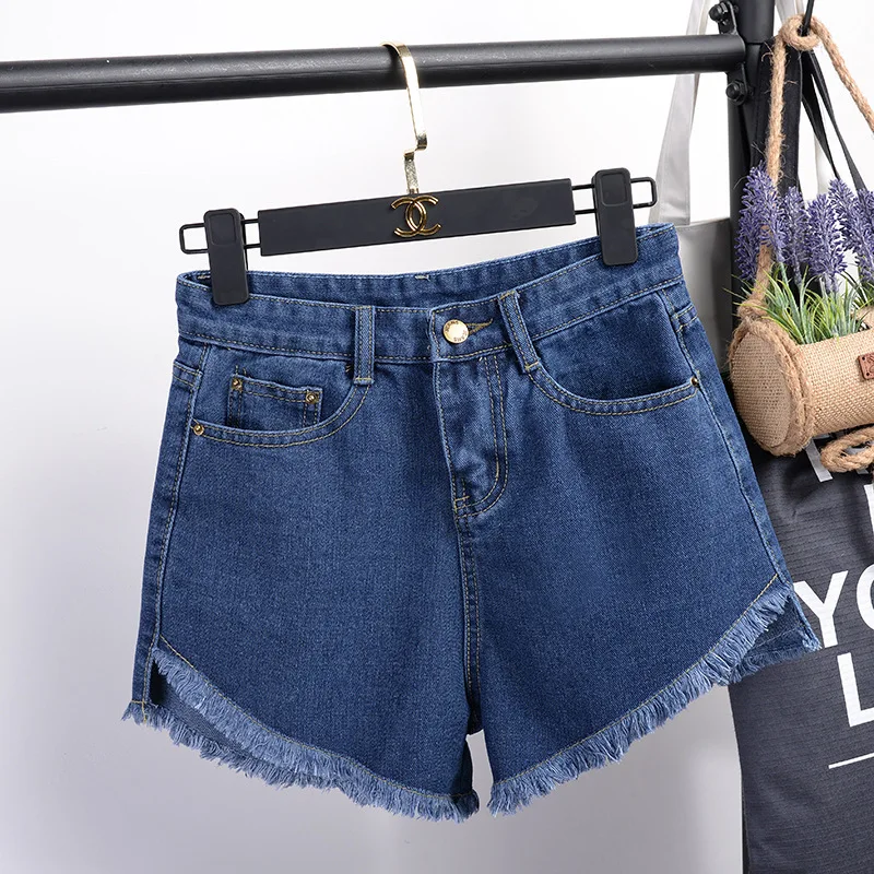 Новинка года; летние корейские модные ковбойские шорты длиной спереди и сзади; тонкие широкие обтягивающие брюки; Лидер продаж - Цвет: dark Blue