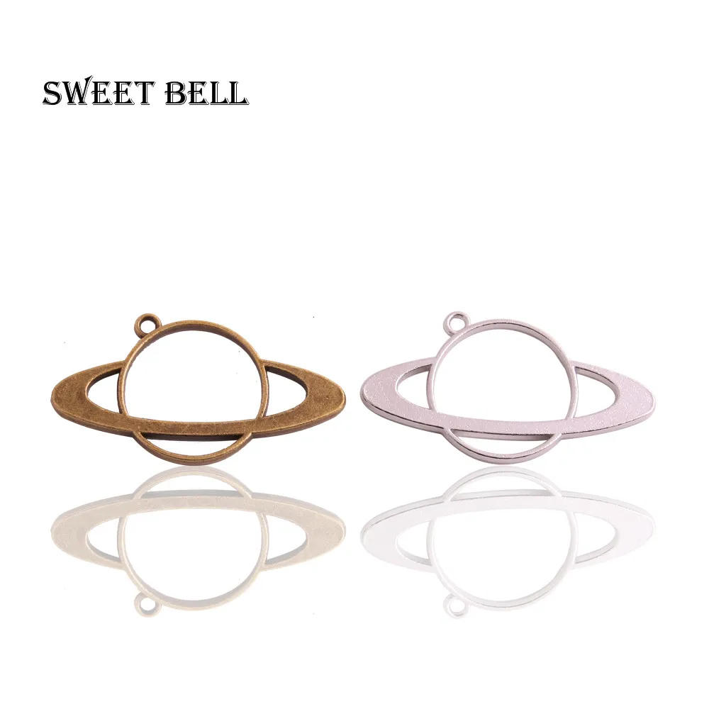 

Sweet Bell 8pieces 31*57mm two color Alloy Hollow big planet Charm Pendant Jewelry Making Pendant DIY Handmade Craft 12B36