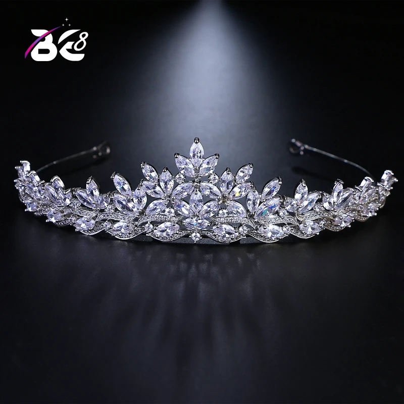 

Be 8 Top Quality Jewelry AAA Cubic Zircon Stone flower shape Women Crown Wedding Engagement Gifts Vintage Hair Accessories H138