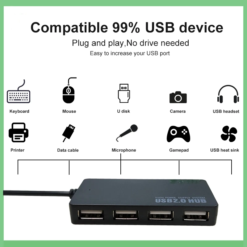 Usb-хаб 2,0 адаптер разветвитель Компьютерные аксессуары многопортовый адаптер pc 3,1 power para hab микро несколько для зарядного устройства телефона