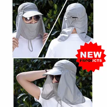

Sun Protection Hat Fishing Outdoor Cap Sunshade Sport Camping Hiking Visor Hat UV Protection Face Neck Cover Breathable 1 Pc