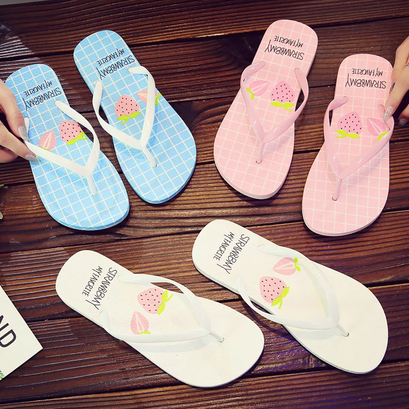 

Summer Beach Flip Flops Sandals Women's Slippers Female Flat Sandals pvc Color Flops Beach slippers Summer Home Shoes
