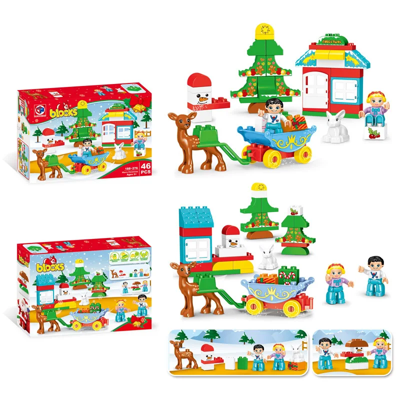 46 шт DIY большие кирпичи цветной Рождественский подарок DIY строительные блоки игрушки для детей Совместимые LegoINGOD Duplo