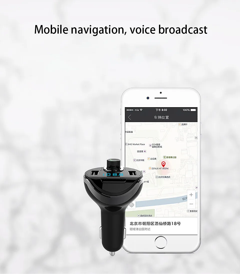 Audio MP3 Player Car Bluetooth FM Transmitter Wireless Modulator Bluetooth Car Kit Handsfree Speakerphone TF Slot 2 USB Ports (5)
